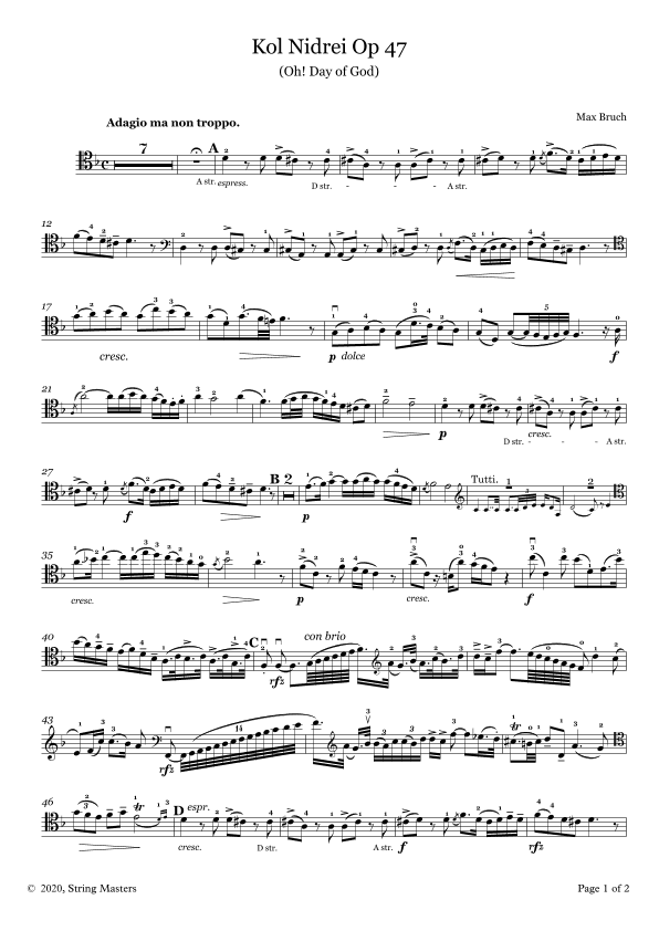 Kol Nidrei Op 47 (Bruch) (arr. String Masters)