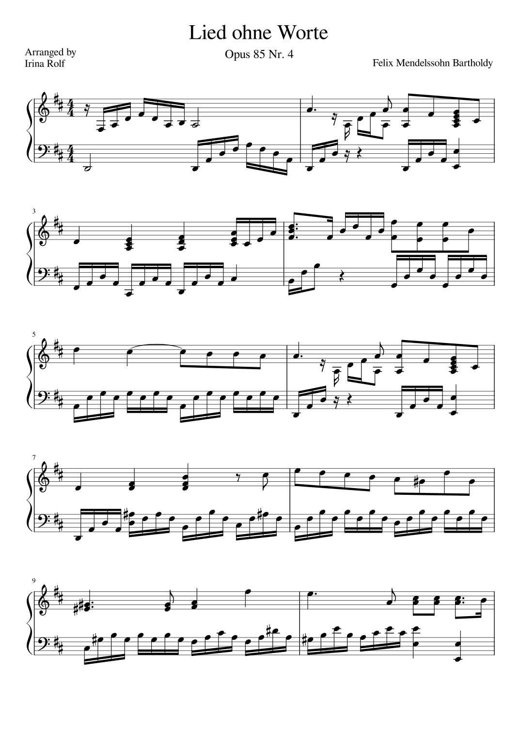 Lied ohne Worte (arr. Irina Rolf)