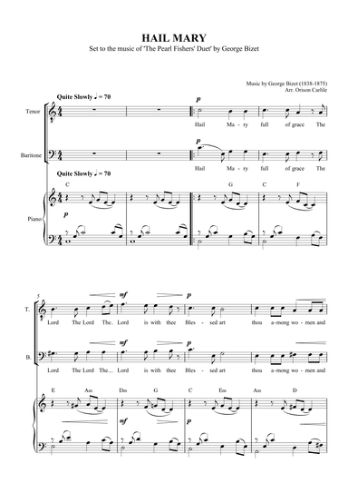 Hail Mary (Pearl Fishers' Duet) (arr. Orison Carlile)