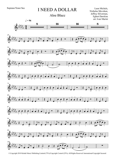 I Need A Dollar (arr. Ivan Marini)