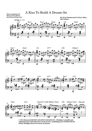 A Kiss To Build A Dream On (arr. Martyn Clive Johnson (aka Martycli Piano Guy))