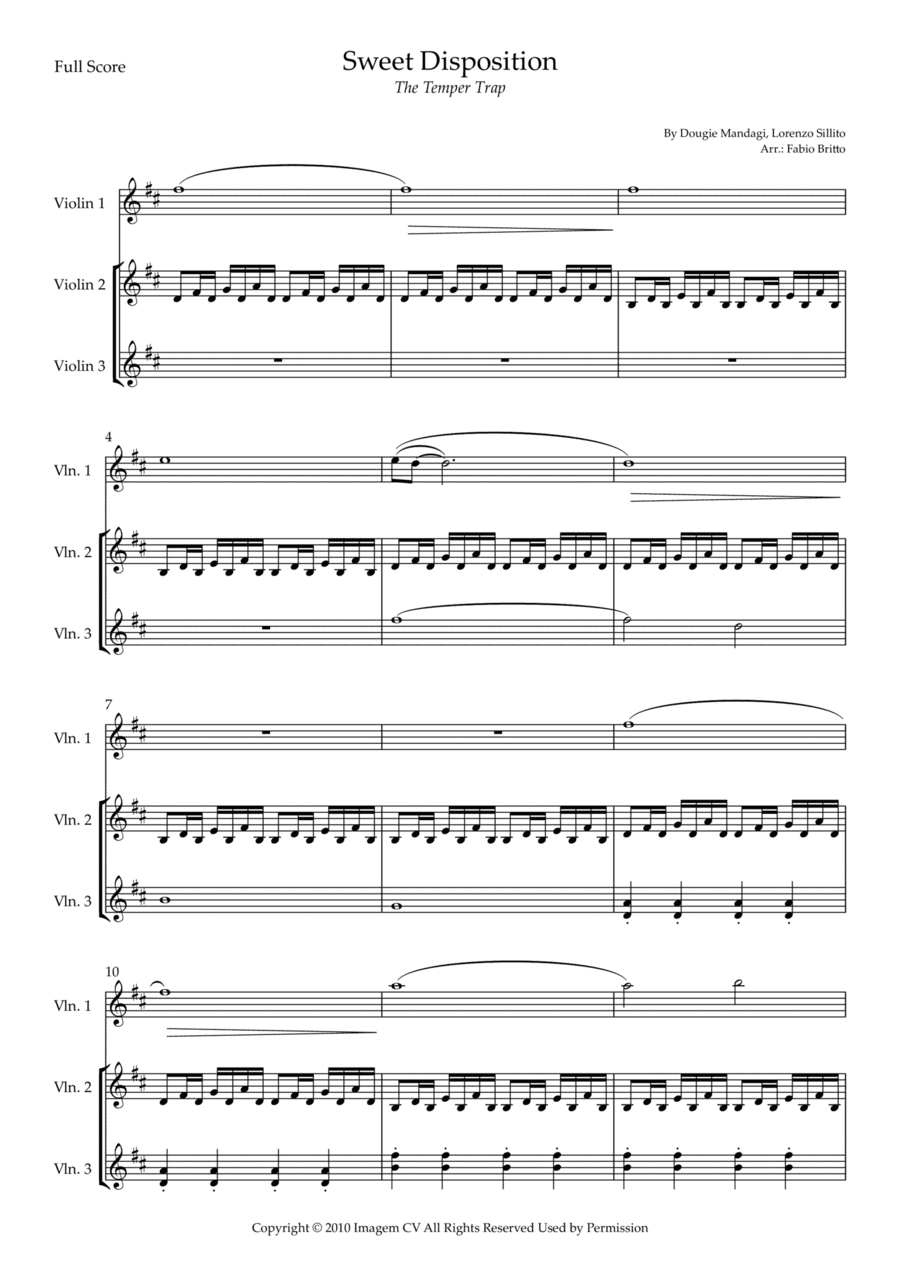 Sweet Disposition (arr. Fabio Britto)