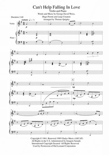 Can't Help Falling In Love (arr. Thomas Quigley)