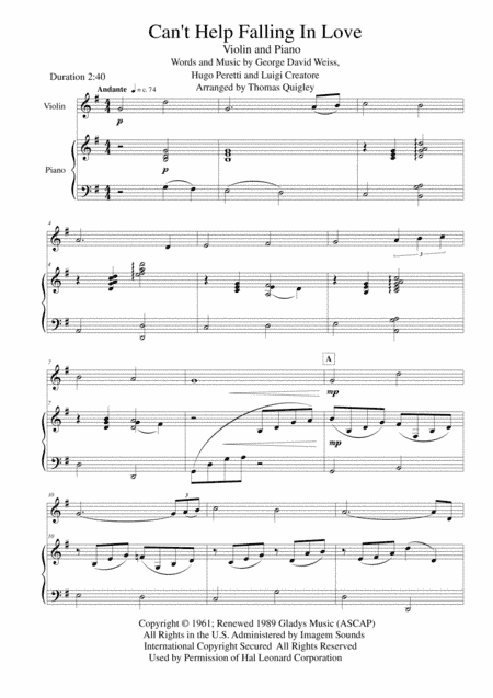 Can't Help Falling In Love (arr. Thomas Quigley)
