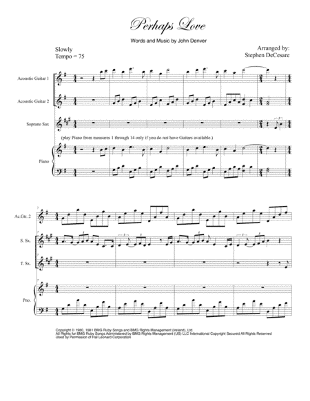 Perhaps Love (arr. Stephen DeCesare)