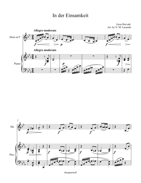In der Einsamkeit (arr. Nick Lacanski)