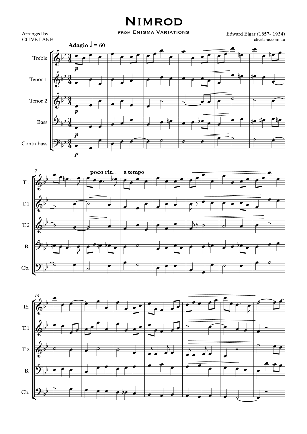 Nimrod (for recorder ensemble) (arr. Clive Lane)