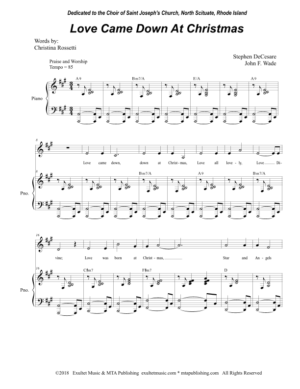 Love Came Down At Christmas (Unison Choir)