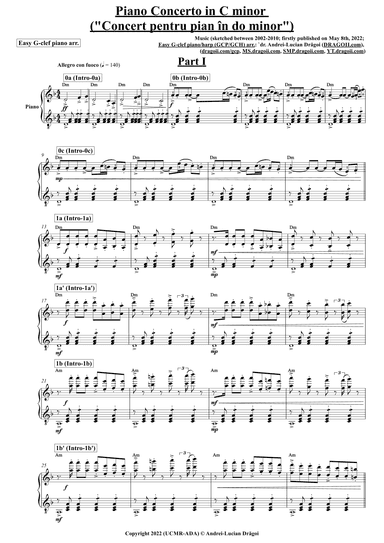Dragoi (A-L.) - Piano Concerto in C minor - G-clef piano/harp arrangement of the main theme