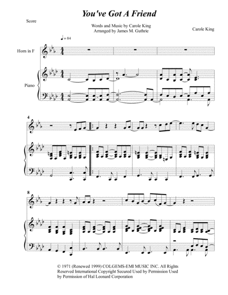 You've Got A Friend (arr. James M. Guthrie, ASCAP)