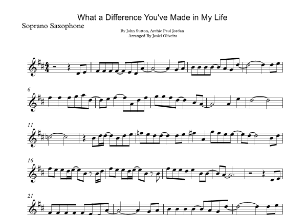 What A Difference You've Made In My Life (arr. Josiel Oliveira)