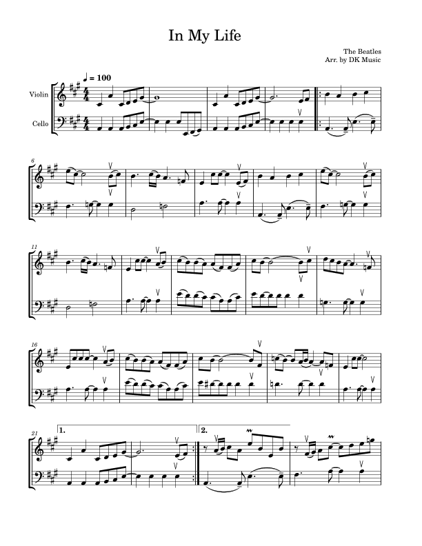 In My Life (arr. DK Music)