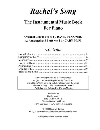 Rachel's Song - The Instrument Music Book for Piano