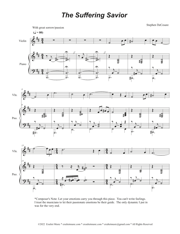 The Suffering Savior (Violin solo and Piano)