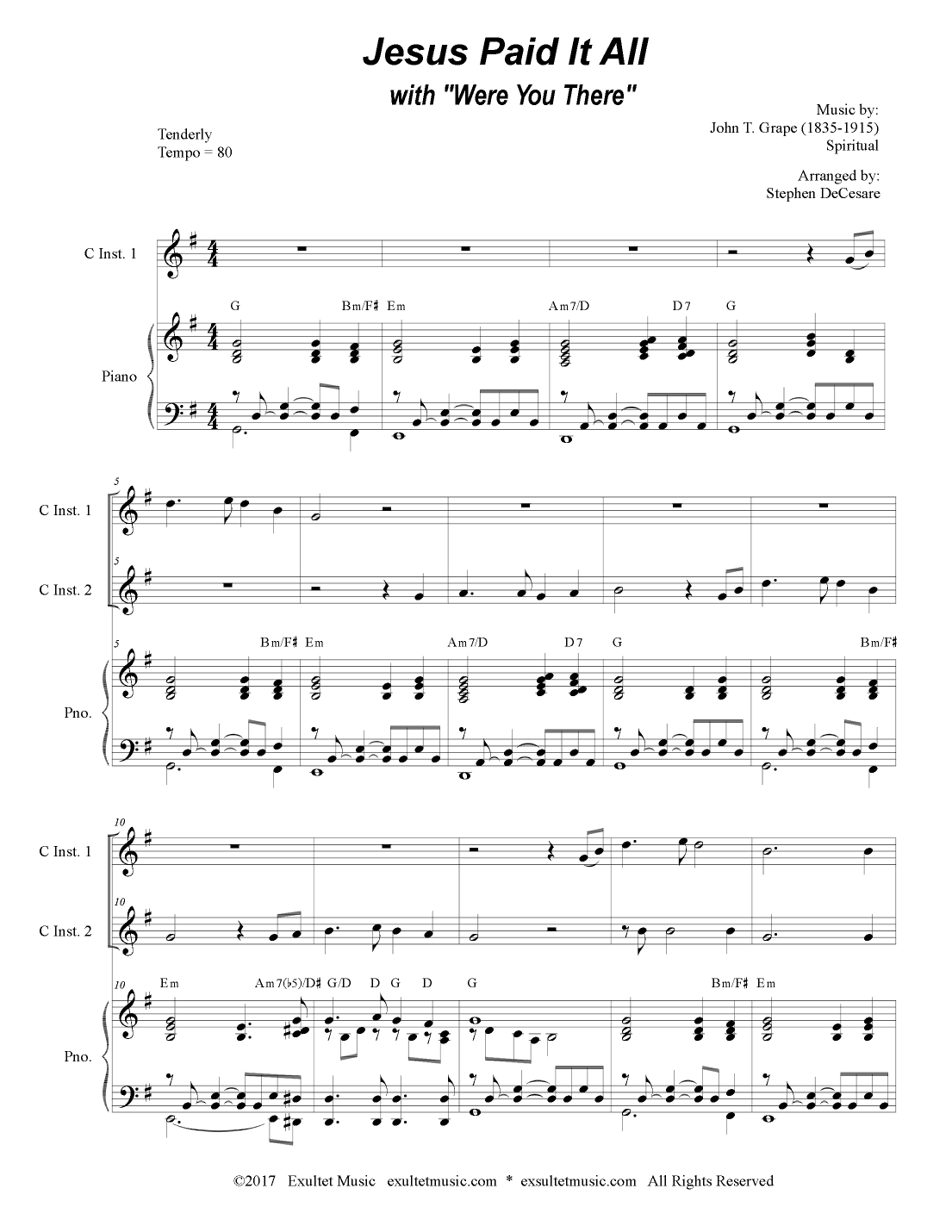 Jesus Paid It All (with "Were You There") (Duet for C-Instruments) (arr. Stephen DeCesare)
