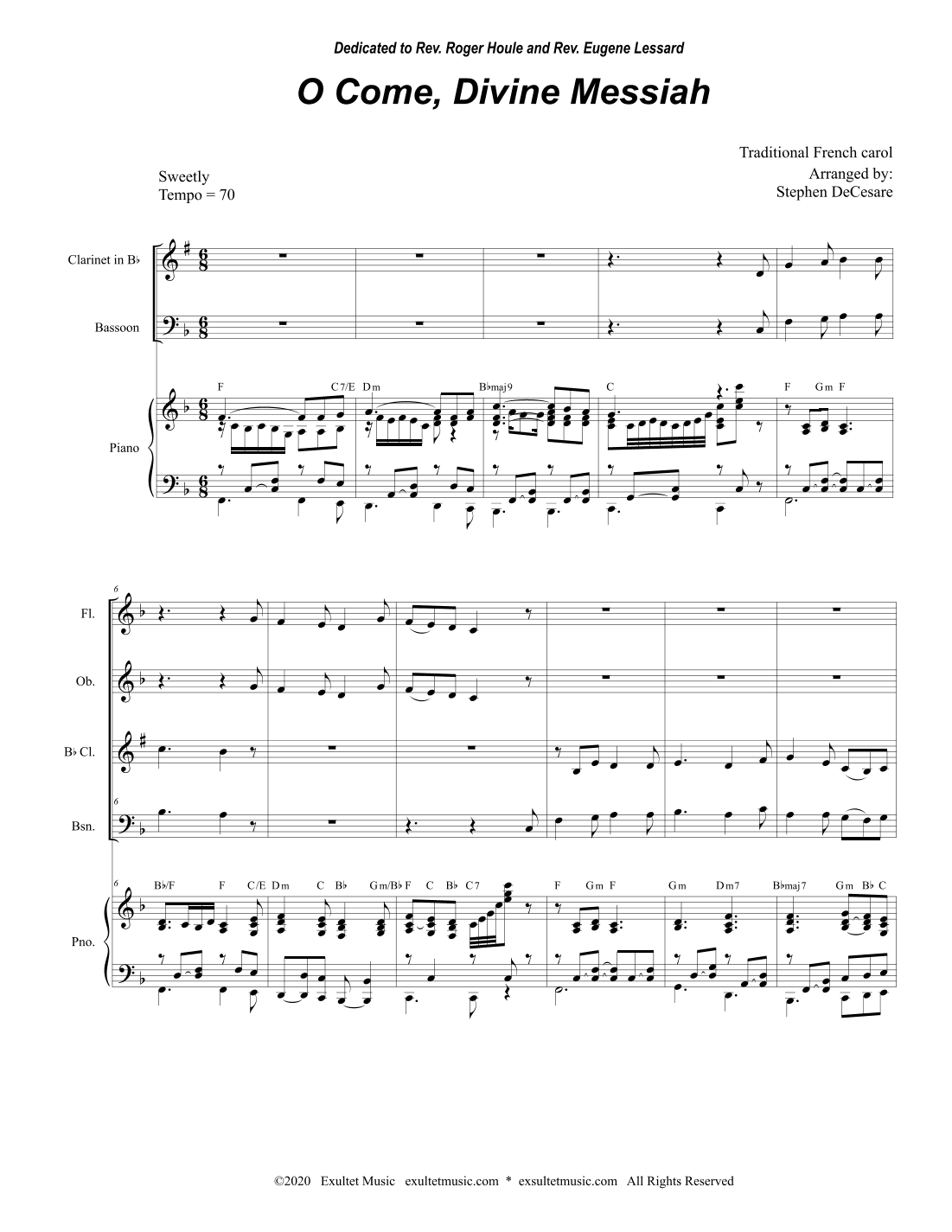 O Come, Divine Messiah (Woodwind Quartet and Piano) (arr. Stephen DeCesare)