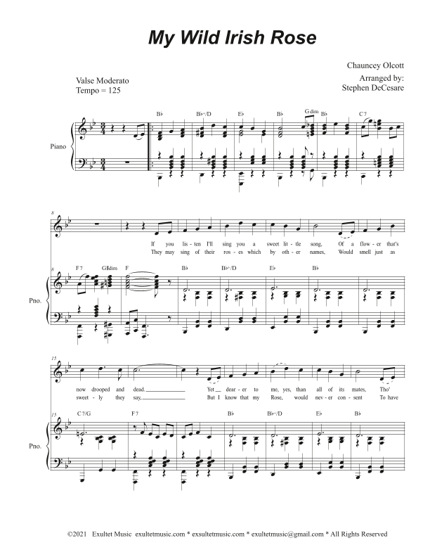My Wild Irish Rose (Vocal Solo) (arr. Stephen DeCesare)