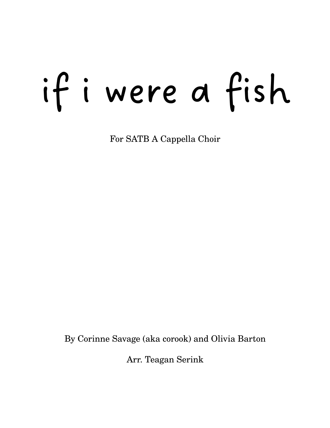 If I Were A Fish (arr. Teagan Serink)