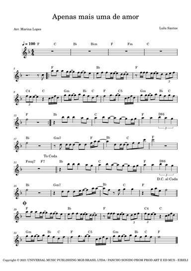 Apenas Mais Uma De Amor (arr. Marina Lopes)