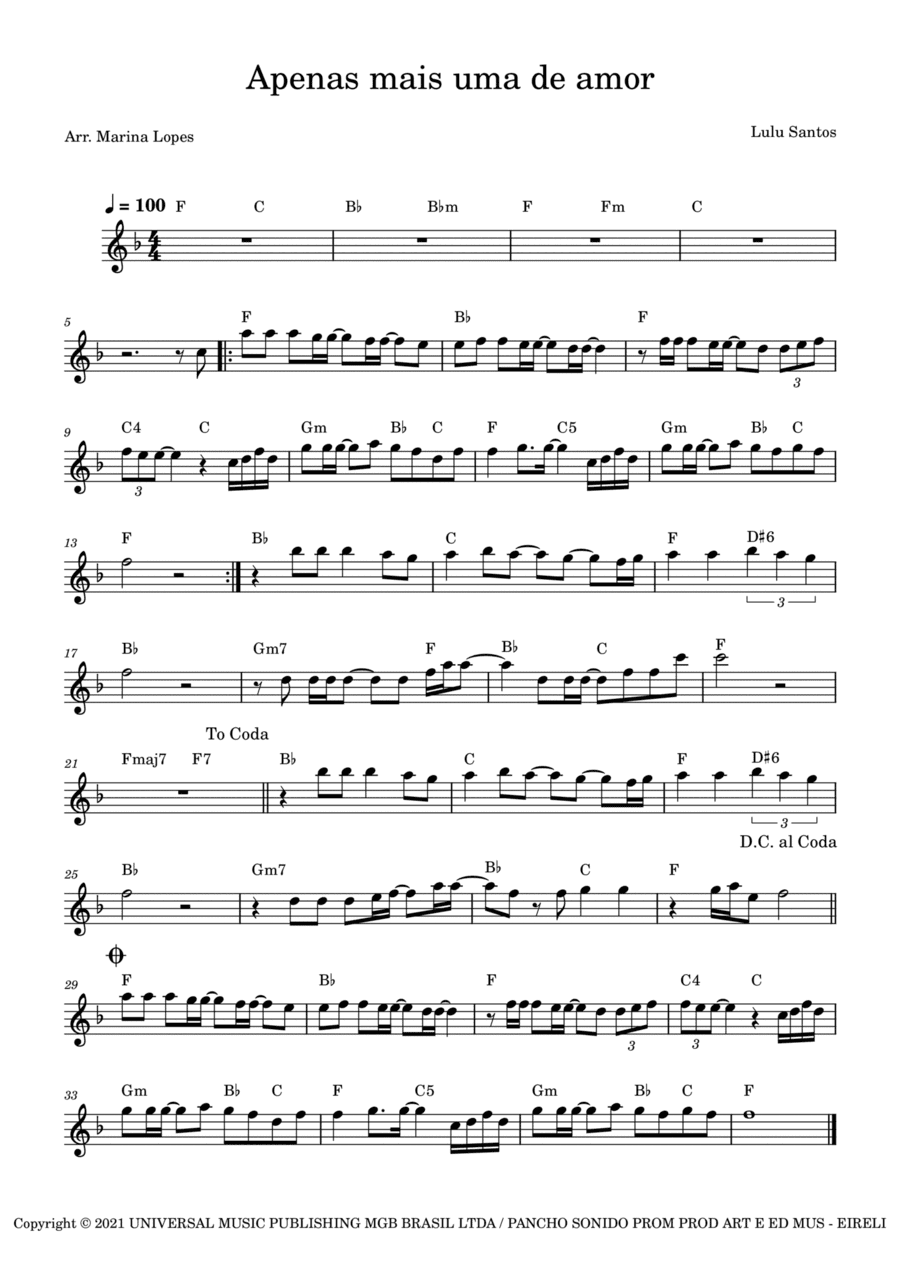 Apenas Mais Uma De Amor (arr. Marina Lopes)