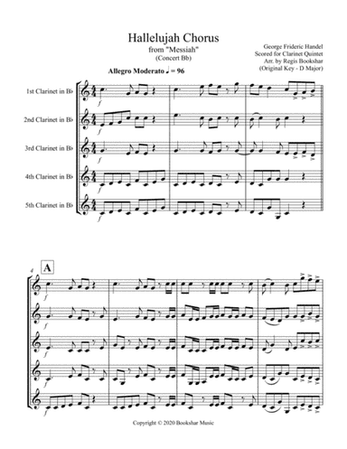 Hallelujah (from "Messiah") (Bb) (Clarinet Quintet) (arr. Regis Bookshar)