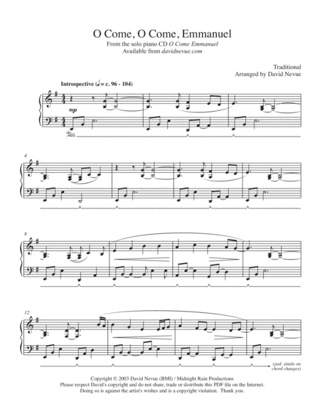 O Come, O Come Emmanuel (arr. David Nevue)