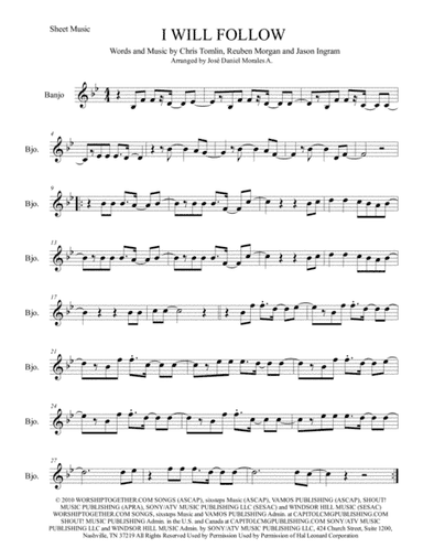 I Will Follow (arr. José Daniel Morales A.)