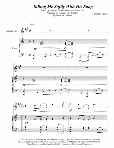 Killing Me Softly With His Song (arr. James M. Guthrie)