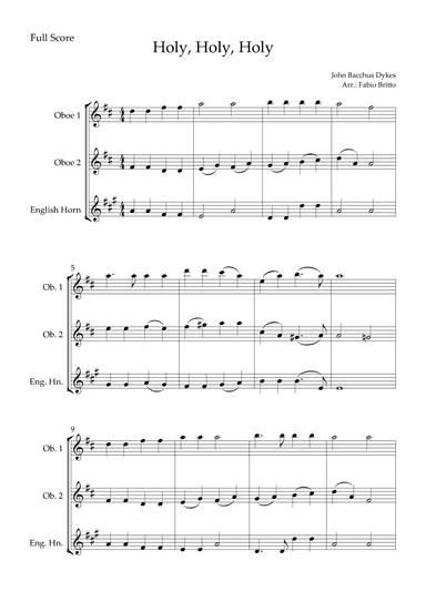 Holy, Holy, Holy (Traditional Christian Song) for Woodwind Trio (arr. Fabio Britto)