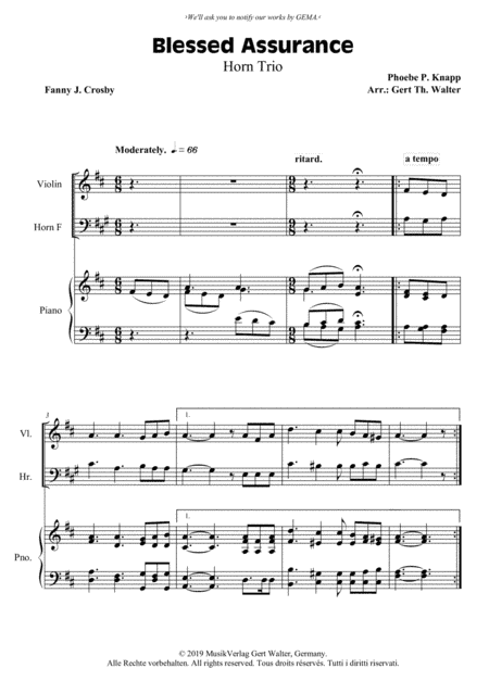 Blessed Assurance (arr. Gert Th. Walter)