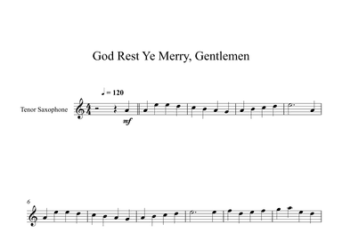 God Rest Ye Merry, Gentlemen (Tenor Sax) (arr. Digital Book Music)