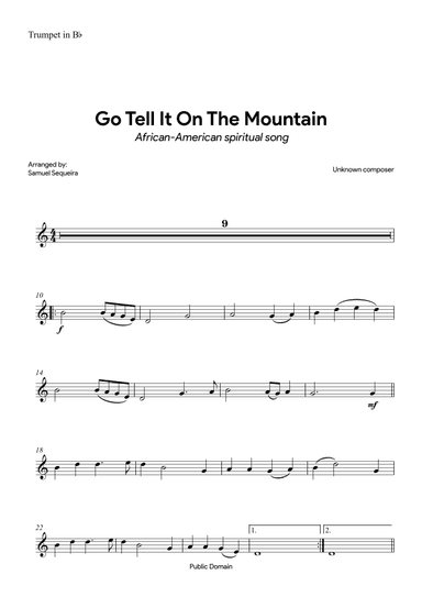 Go Tell It on the Mountain - with orchestral play along (arr. Samuel Sequeira)