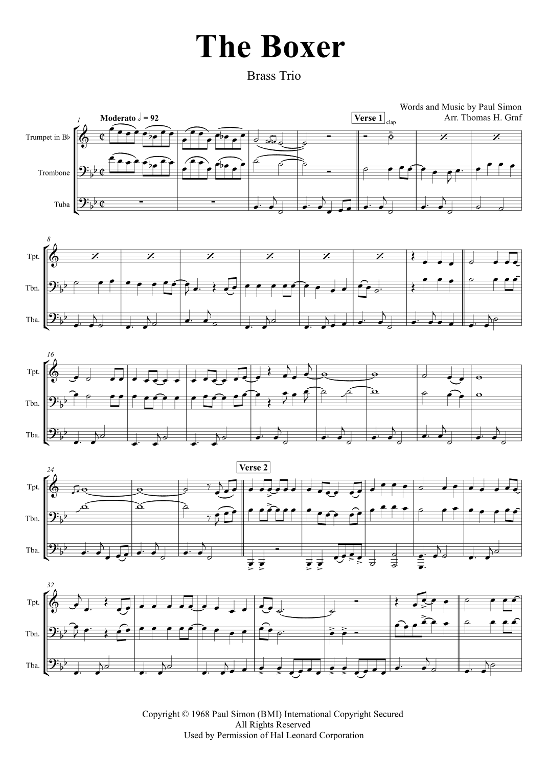The Boxer (arr. Thomas H. Graf)