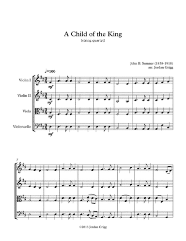 A Child of the King (string quartet) (arr. Jordan Grigg)