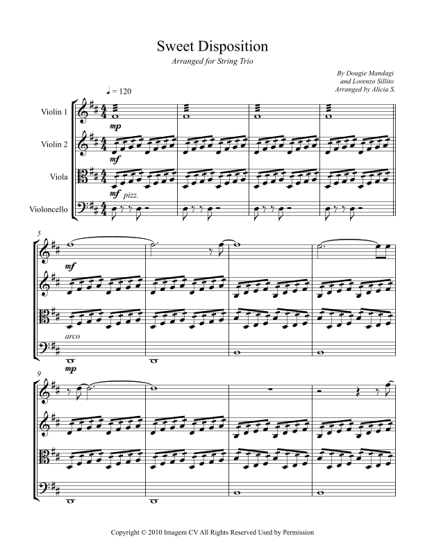 Sweet Disposition (arr. Alicia S.)