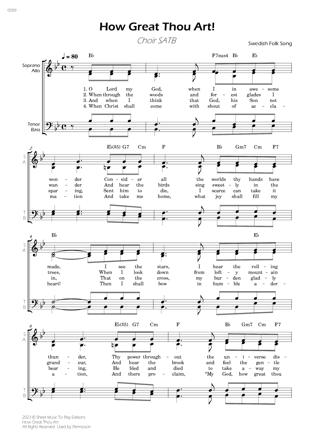 How Great Thou Art - Choir SATB - W/Chords (arr. César Madeira)