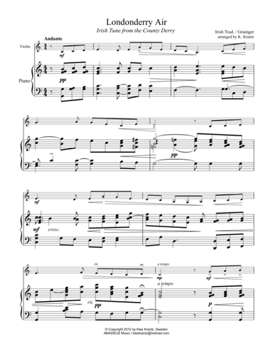 Londonderry air for violin and piano (arr. K. Krantz)