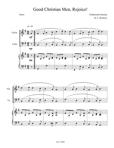 Good Christian Men, Rejoice! (Violin and Cello Duet with Piano Accompaniment) (arr. B. C. Dockery)