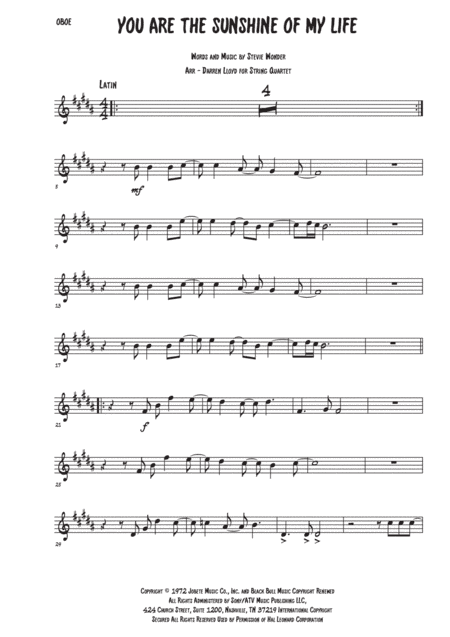 You Are The Sunshine Of My Life (arr. Darren Lloyd)