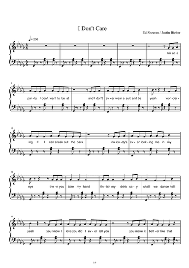 I Don't Care (arr. Ed Sheeran Feat. Justin Bieber)