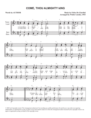 COME THOU ALMIGHTY KING (arr. Walter Latzko)
