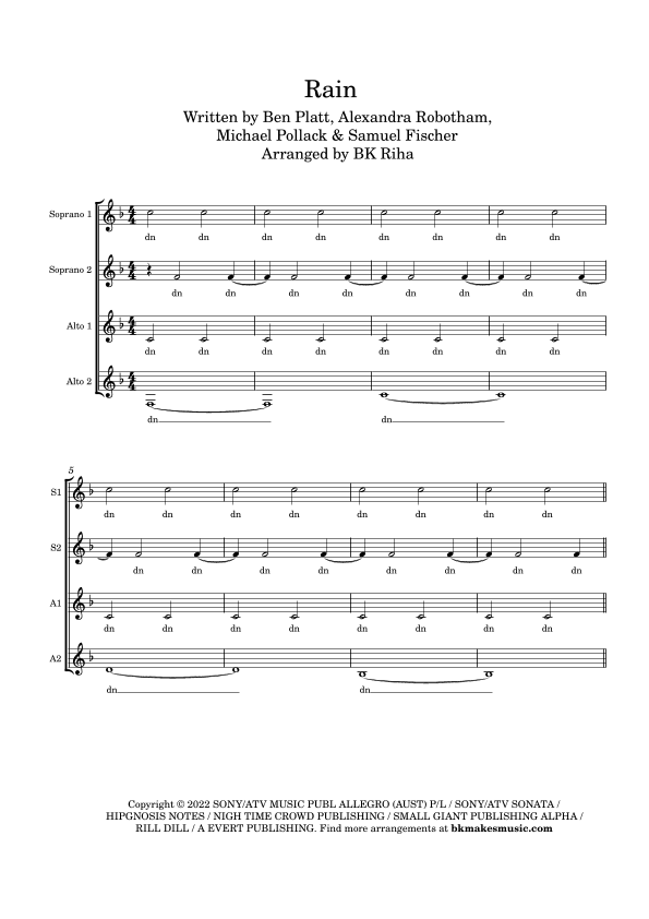 Rain (arr. BK Riha / Brandy Kay Riha)