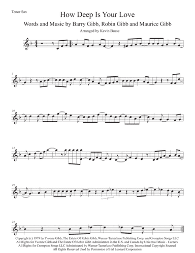 How Deep Is Your Love  from the Motion Picture SATURDAY NIGHT FEVER (arr. Kevin Busse)