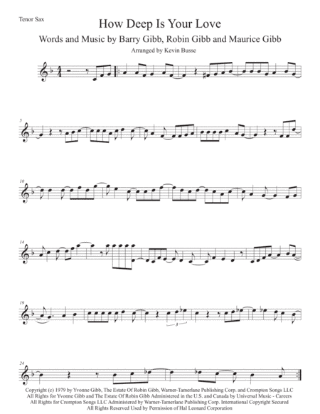 How Deep Is Your Love  from the Motion Picture SATURDAY NIGHT FEVER (arr. Kevin Busse)
