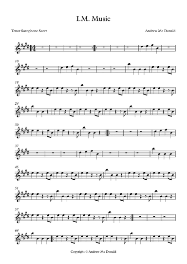 I.M. Music Tenor Saxophone Score