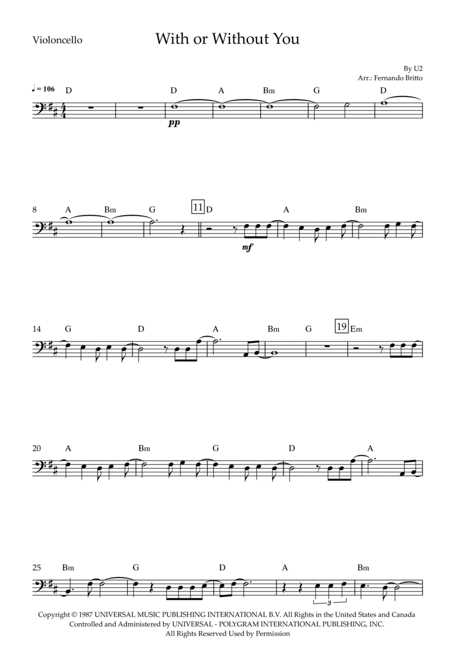 With Or Without You (arr. Fernando Britto)