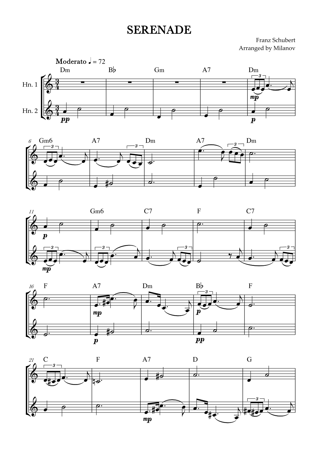Serenade | Schubert | French horn duet | Chords (arr. Milanov)
