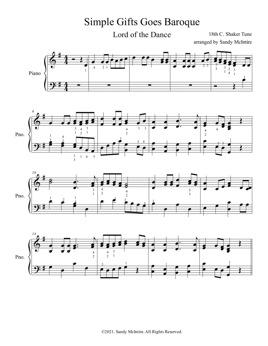 Simple Gifts Goes Baroque (arr. Sandy McIntire)