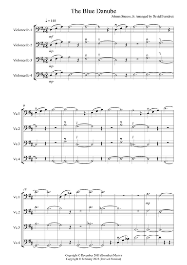 The Blue Danube for Cello Quartet (arr. David Burndrett)