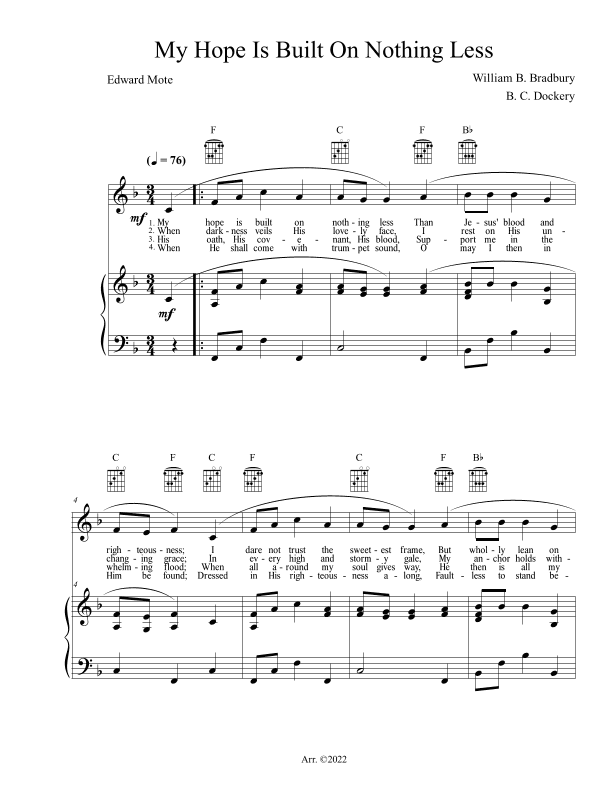 My Hope Is Built On Nothing Less (Piano/Vocal/Guitar) (arr. B. C. Dockery)